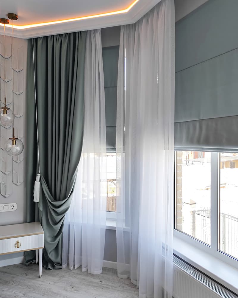 Портьеры с декором и тюль