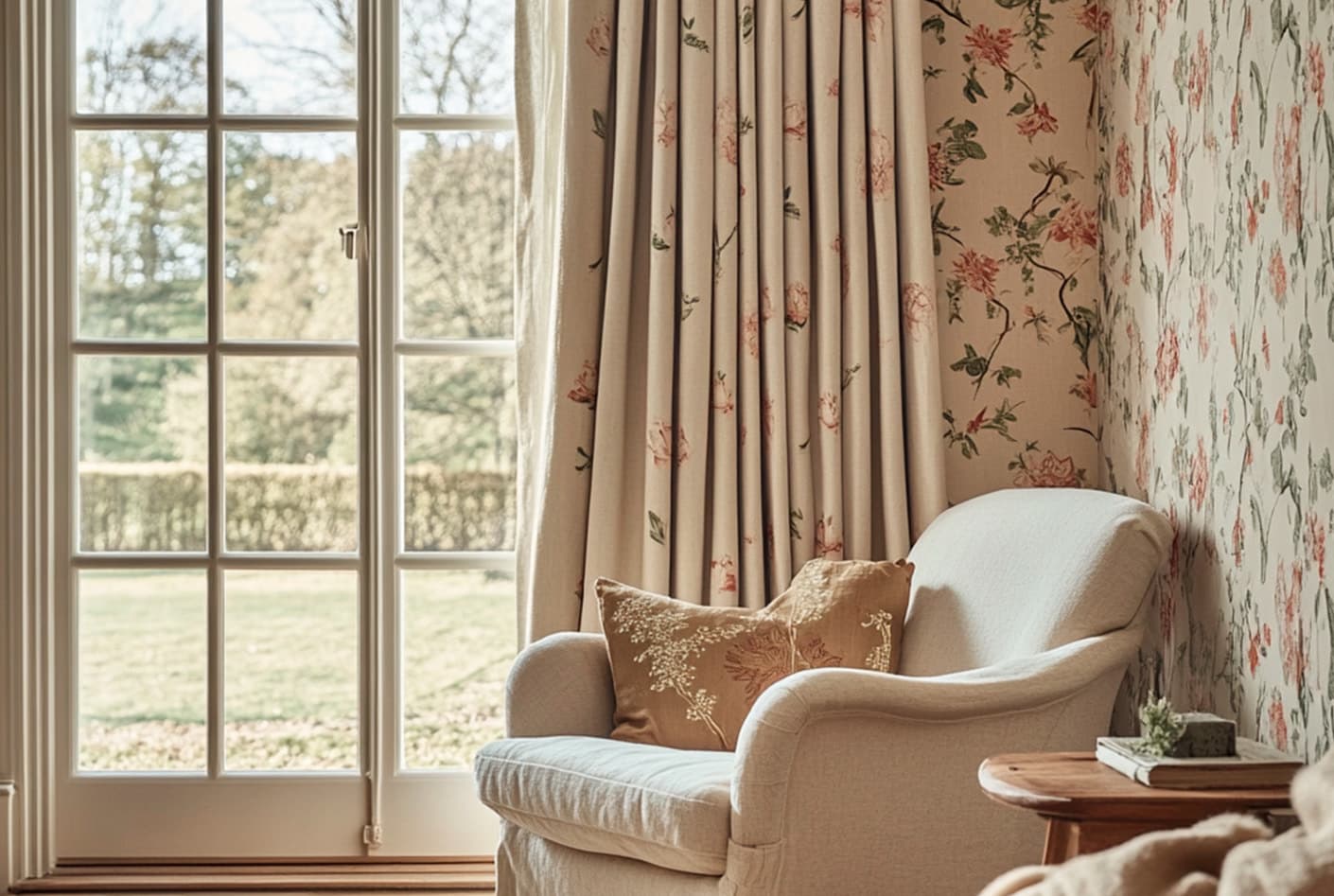Как выбрать шторы под обои с цветами: советы по сочетанию тканей и узоров